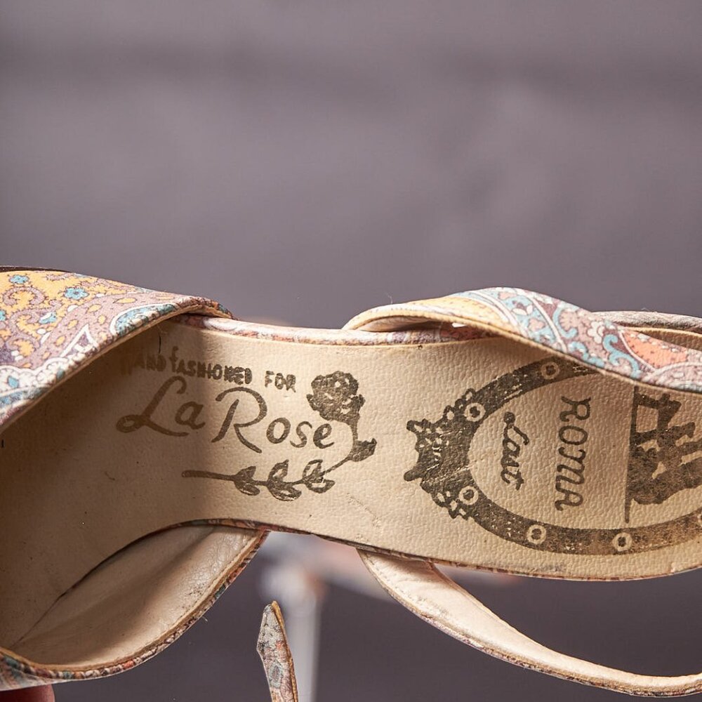 1960s Paisley Design Ankle Strap Heels